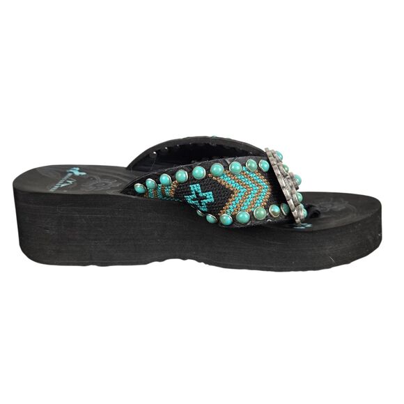 Montana West Foam Wedge Flip Flop Sandals 6 Medallion Turquoise Western Cowgirl - Picture 7 of 11